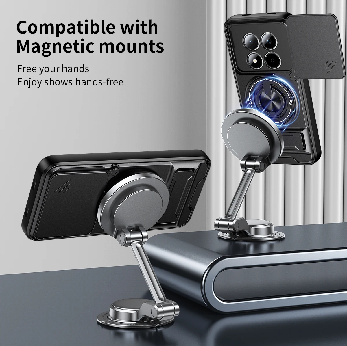 Shockproof Armor Kickstand Cover with Slide Camera Protector