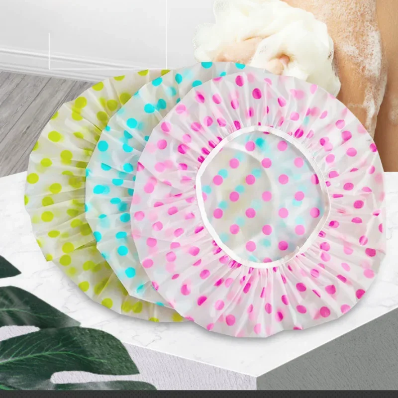 

3pcs shower cap for women, bathroom, hotel, home shower, shower, hair cap elastic cap, spa hair salon cap, waterproof hair cove