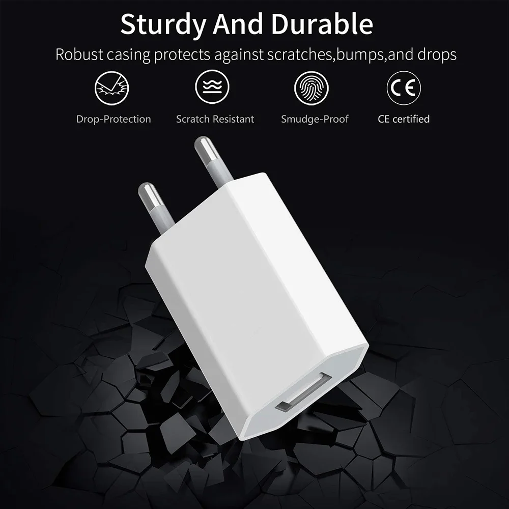 1-5PCS 5V 1A EU Plug USB Wall Charger Power Adapter for iPhone Samsung Xiaomi Redmi Google Huawei Phone Universal USB Charger