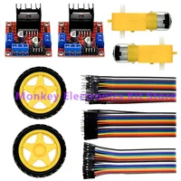 L298N moudle , motors , wheels, Dupont Line , L298N + motors + wheels +3 kinds of DuPont lines with 20 pin each in 20CM - Image 2