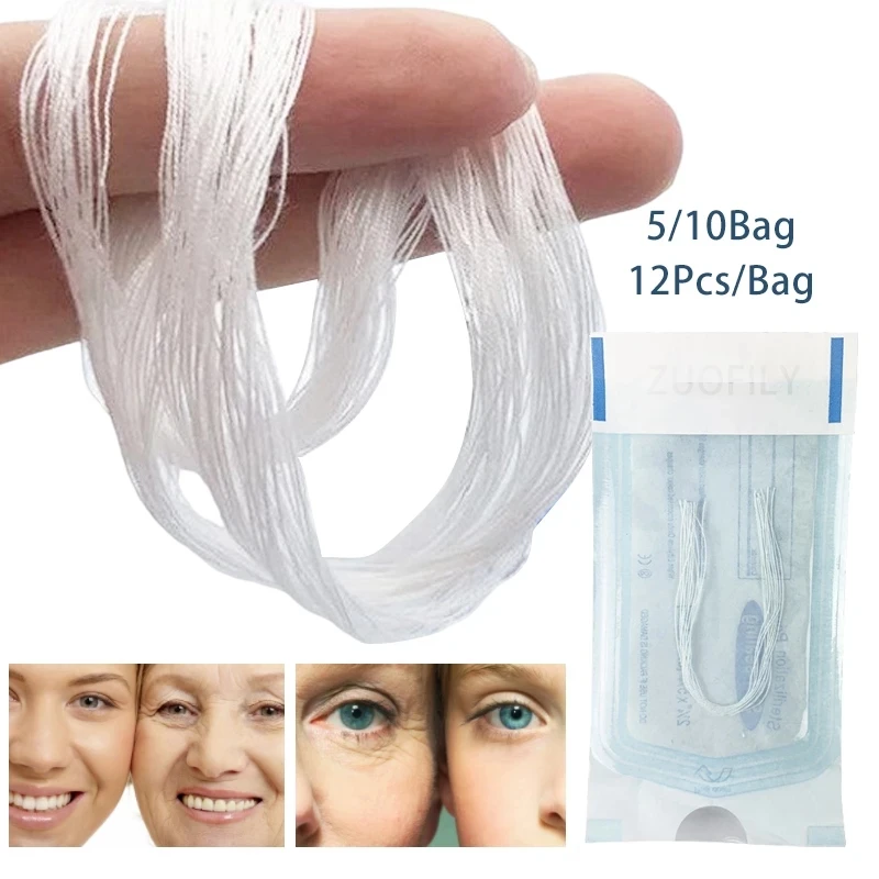 60/120pcs No Needle Gold Protein Line Absorbable Anti-wrinkle Face Filler Lift Firming Collagen Thread Anti-Aging Facial Serum