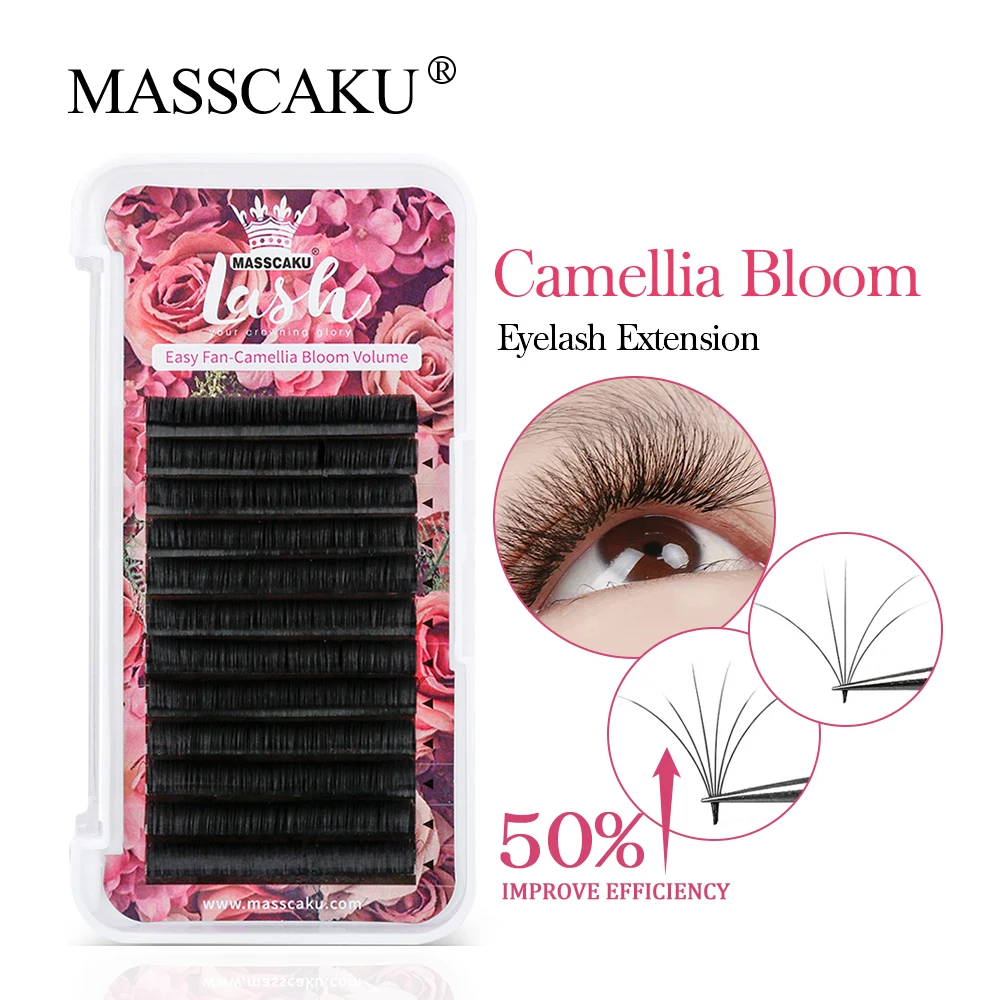 

Most Popular Masscaku Camellia Blooming Faux Mink Eyelashes Self-Making Autofans Natural Soft Individual Eyelash Extensions