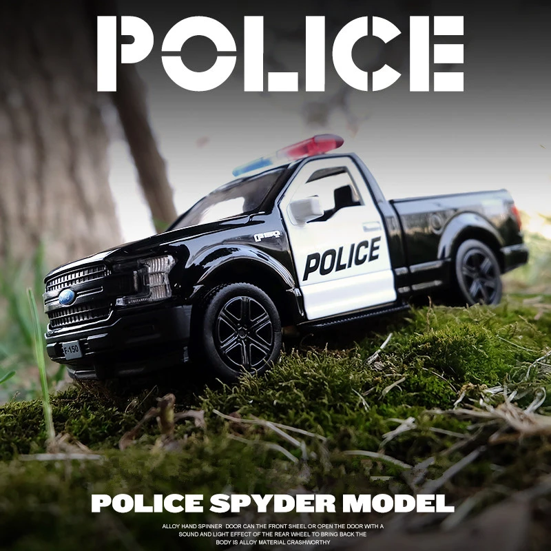 

1:36 Ford F-150 Pickup Raptor Police car High Simulation Diecast Metal Alloy Model Car Toys For Children Gift Collection F155