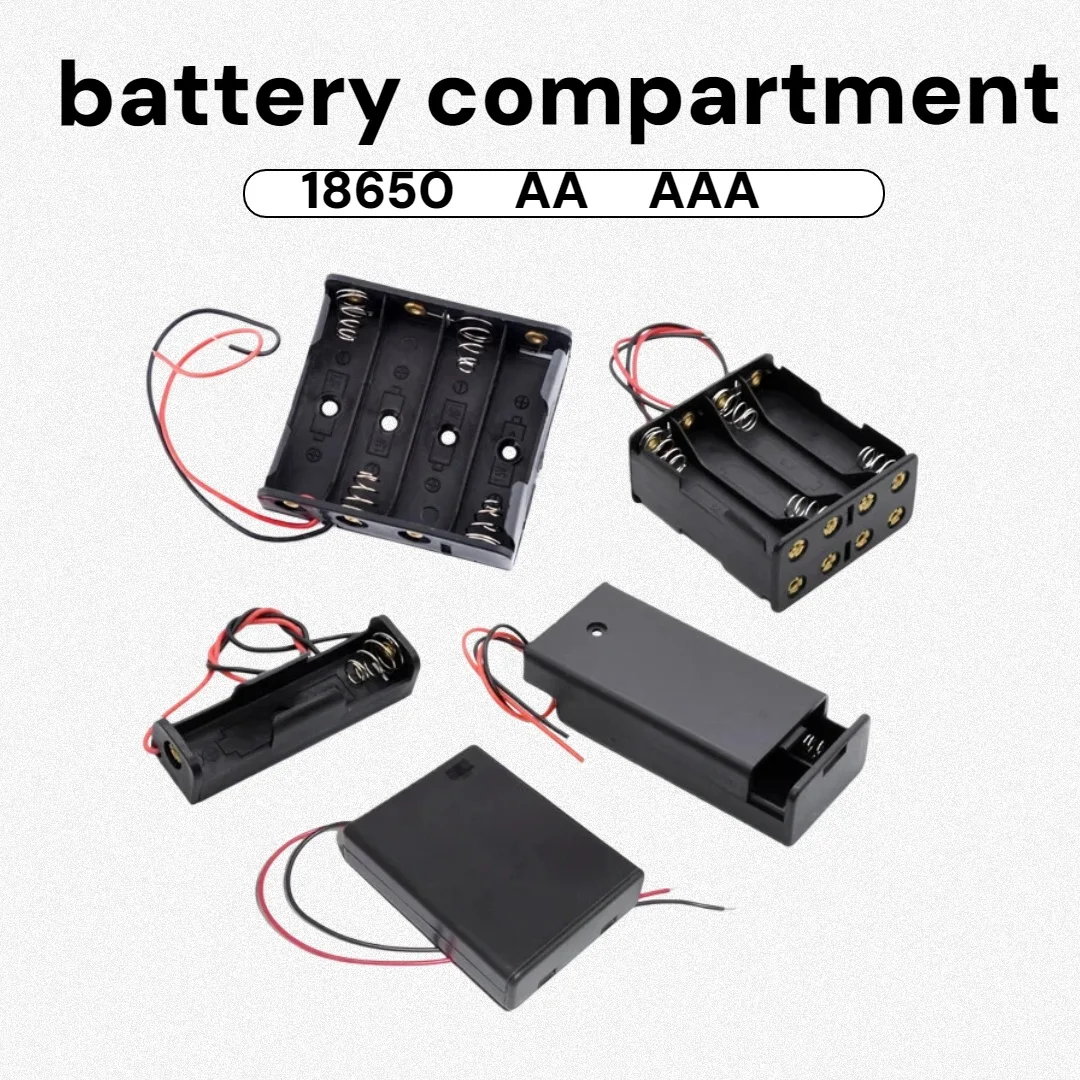 Dual AA/AAA Battery Holder with Switch and Cable - Multi-Slot Storage Case