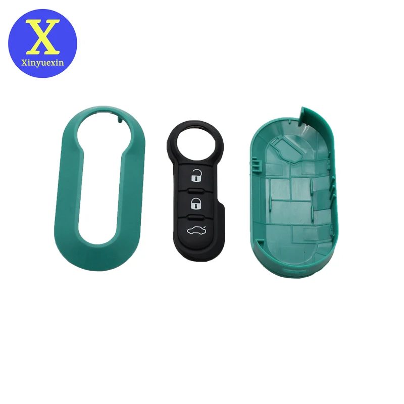 Xinyuexin Plastic Key Case with rubber Key Pad 3 Buttons Flip Remote Shell Cover for FIAT 500 Panda Punto Bravo Car Keyless key case car remote key car key car key shell key shell