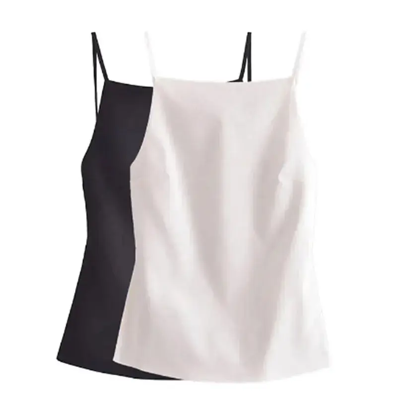 Camisola sin espalda con cordones lisos a la moda para mujer, Tops elegantes Vintage con tirantes finos y cuello cuadrado para mujer