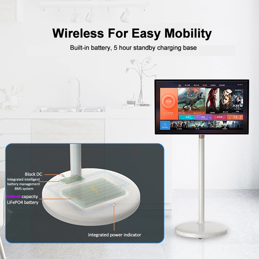 Hot 4K Screen 32 Inch Android Touch Screen Stand By Me Tv Built-in Battery Camer