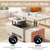 Coffee Table, 3 in 1 Multifunctional Folding Center Tables with 4 Leather Stool & Hidden Compartments, Lift Top Coffee Table 4
