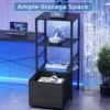 L Shaped Gaming Desk, 51" Computer Desk with Storage Shelves, Gamer Desk with Power Outlets & LED Lights, Fabric Drawer 6