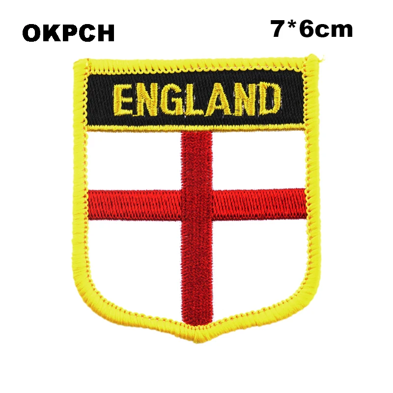 

England Flag Shield Shape Iron on Embroidery Patches Saw on Transfer Patches Sewing Applications for Clothes Back Pack C