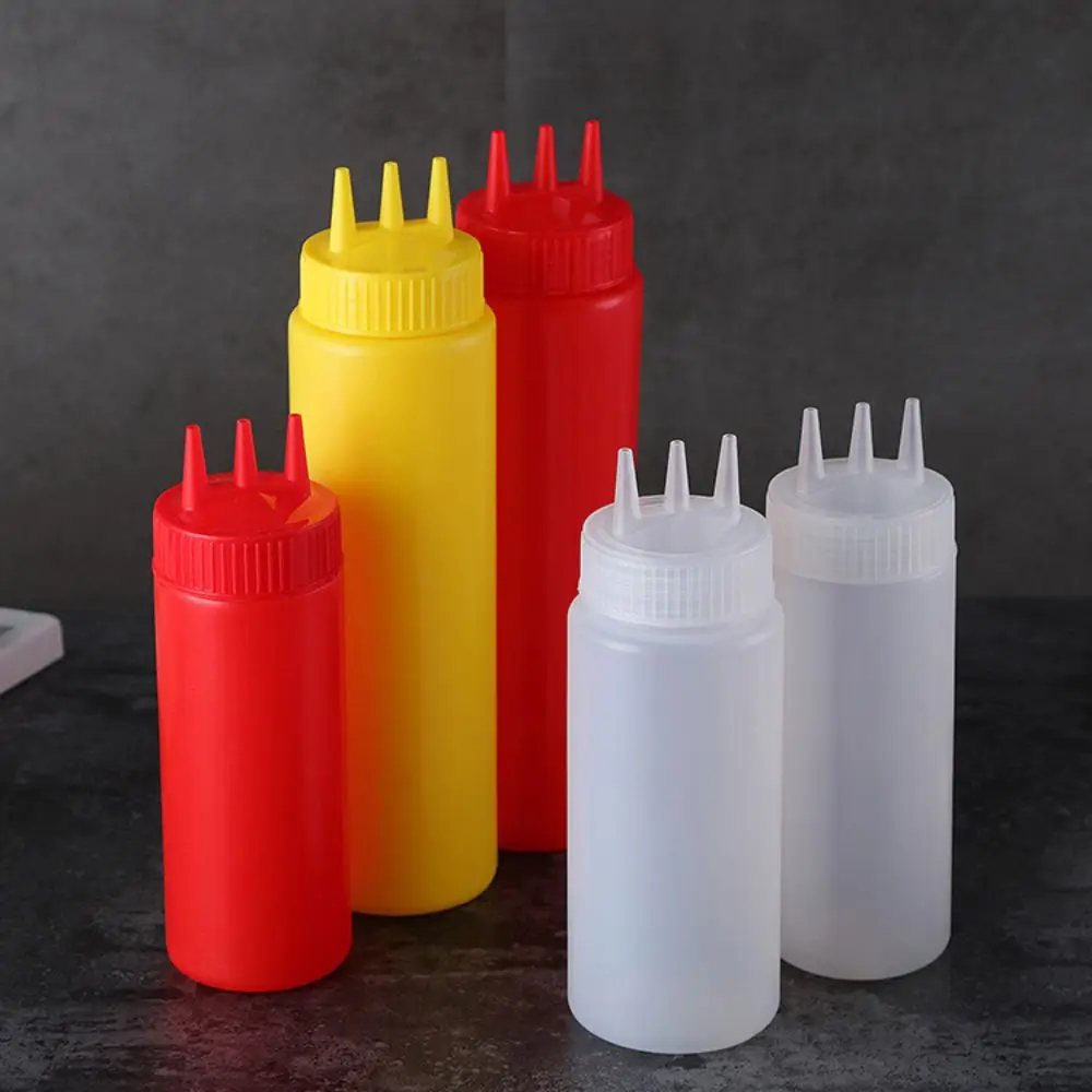 350/450/680ML Plastic 3 Nozzles Squeeze Sauces Bottle Salad Dressing Seasoning Condiment for Kitchen