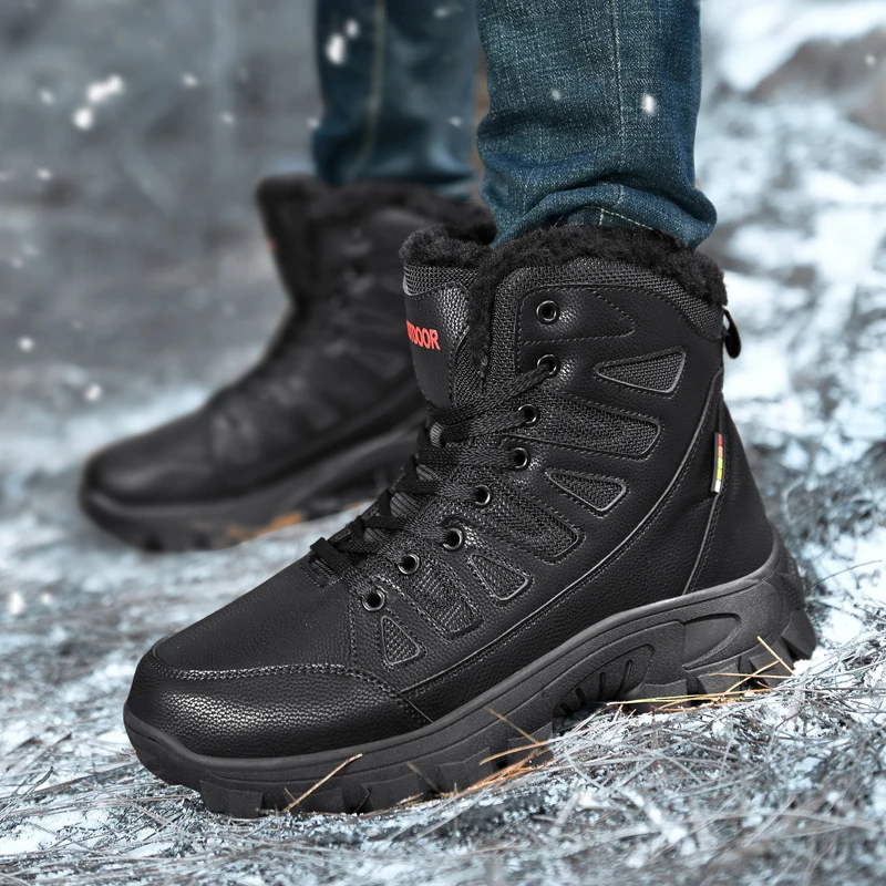 

ankle Boots Men lace up cotton warm Tactical Boots Men outdoor High Top Combat Boots Men Climbing Hiking snow boots big size 48