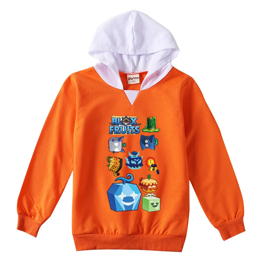 New Arrivals Kids Game Blox Fruits Shirt Girls Cartoon Hoodies Baby Boys Hooded Pullover Coats Children Long Sleeve Sweatshirts