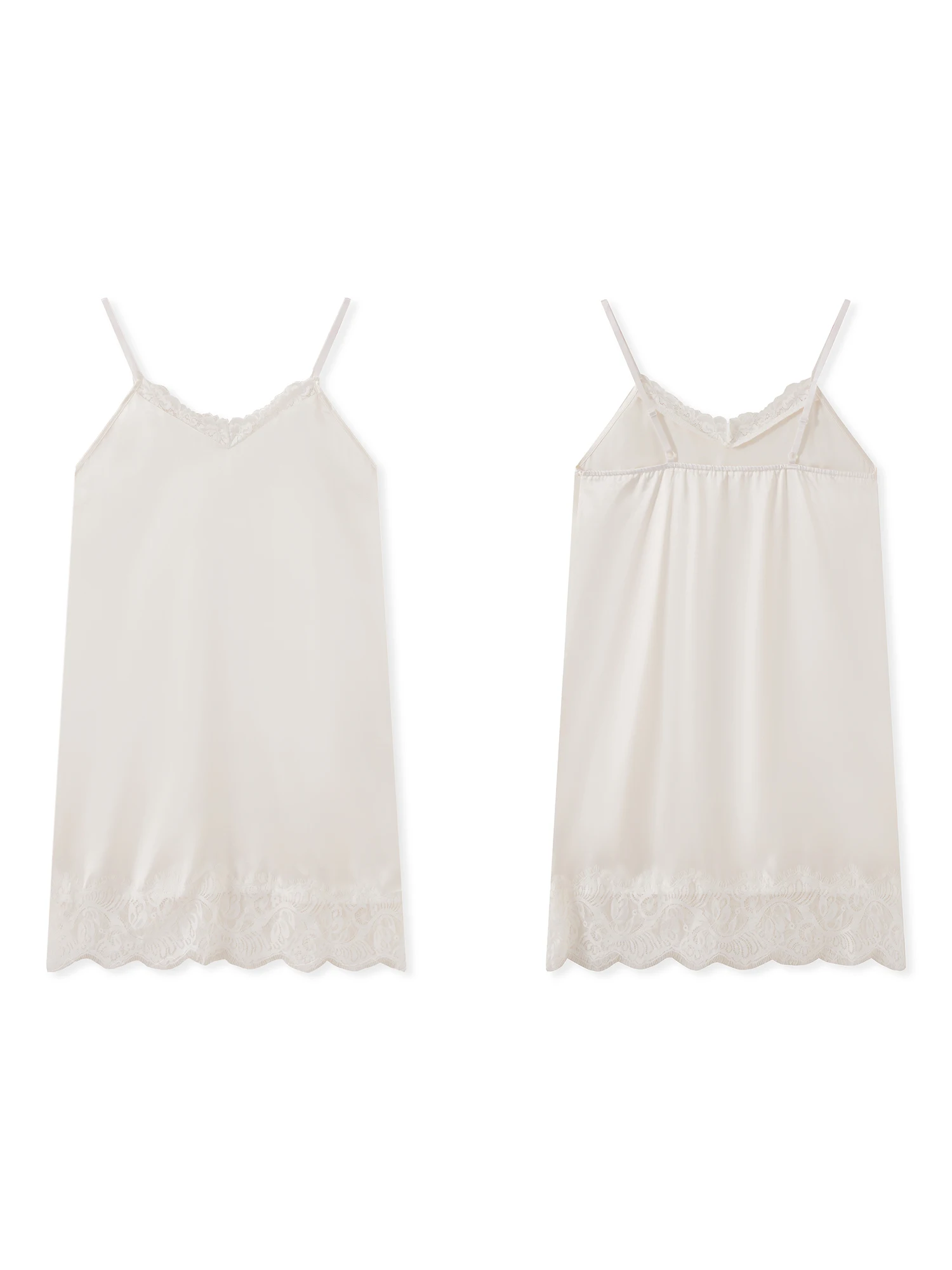 Elegant Champagne Lace Trimmed Slip Dress with Spaghetti Straps and V-Neckline Women s Sleeveless Mini Lingerie Dress