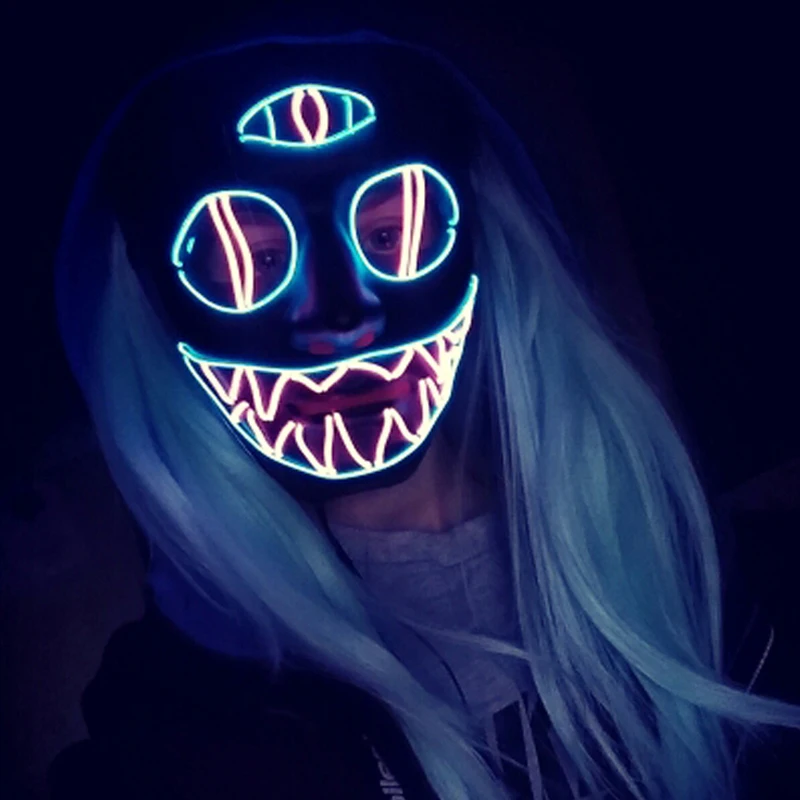 halloween costumes 2022Hot Sales Fashion LED Mask Luminous Glowing Halloween Party Mask Neon EL Mask Halloween Cosplay Mask Mascara Horror Maska sexy cosplay Cosplay Costumes