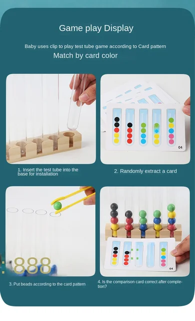 Tube à Essai Jouet Pince En Bois Perles Boules Fine Motricité Jouets éducatifs Enfant Cadeau(UNE) | Votre Wishlist Sur