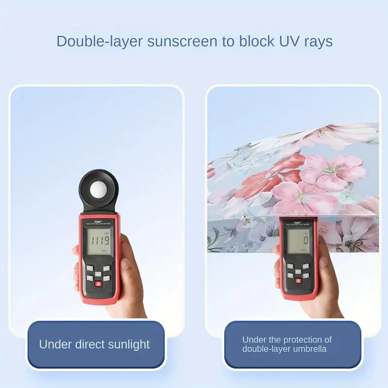 Double Layer Folding Umbrella Flower Printed UPF50+ Sun Rain Umbrella UV Protection Vinyl coating Parasol Sun Shade folding umbrella mini sun umbrella sun umbrella