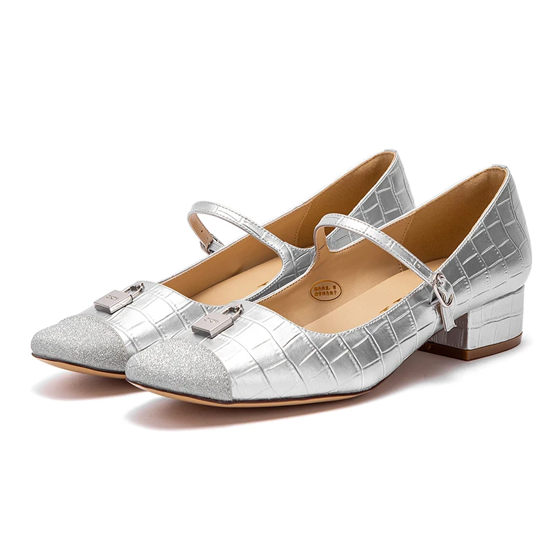 حذاء CHCH نسائي بكعب عالٍ جديد بكعب منخفض حذاء كاج...