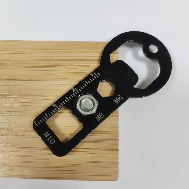 Versatile Stainless Steel Multi-Tool Keychain with Bottle Opener, Hex Wrench, Ruler & Seat Belt Cutter