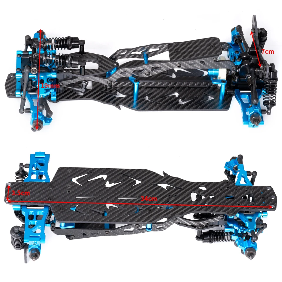 AXSPEED Metal & Carbon Fiber & Plastic Frame Kit Wheel Rims Shock