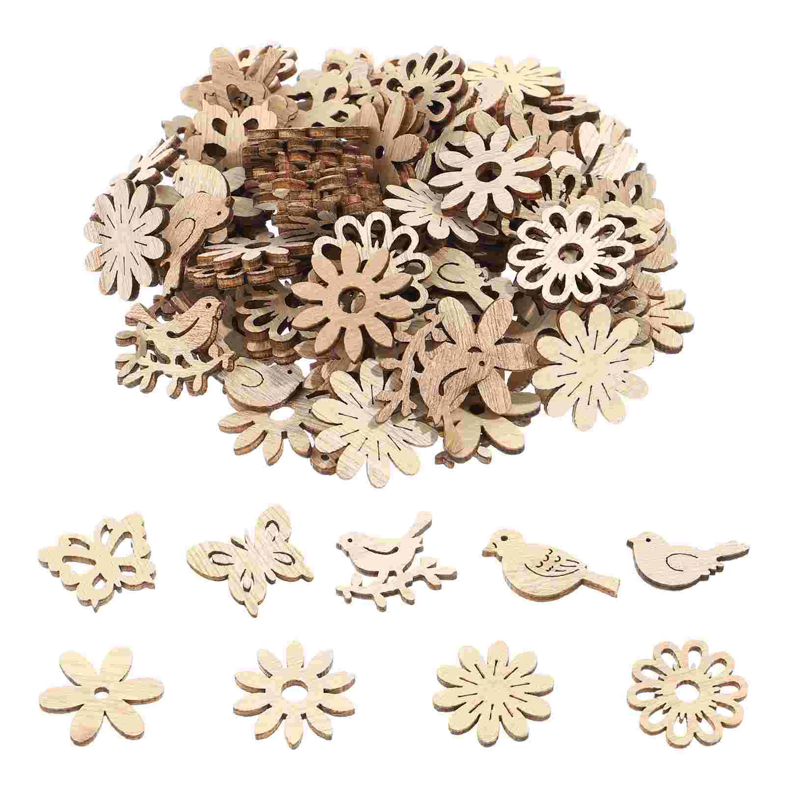 

100 Pcs Wood Ornament Blanks Ornaments Paint Unfinished Oil Slice Paper Cut Wooden Slices
