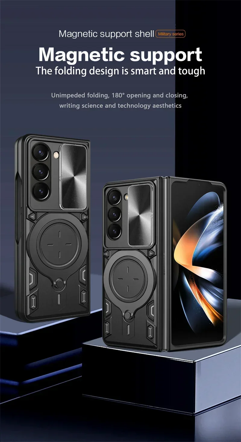 360°Rotating Car Holder Ring Magnetic Shockproof Armor Case for Samsung Galaxy Z Fold 7 6 5 5G Slide Camera Lens Back Capa Cover | Gaffar India