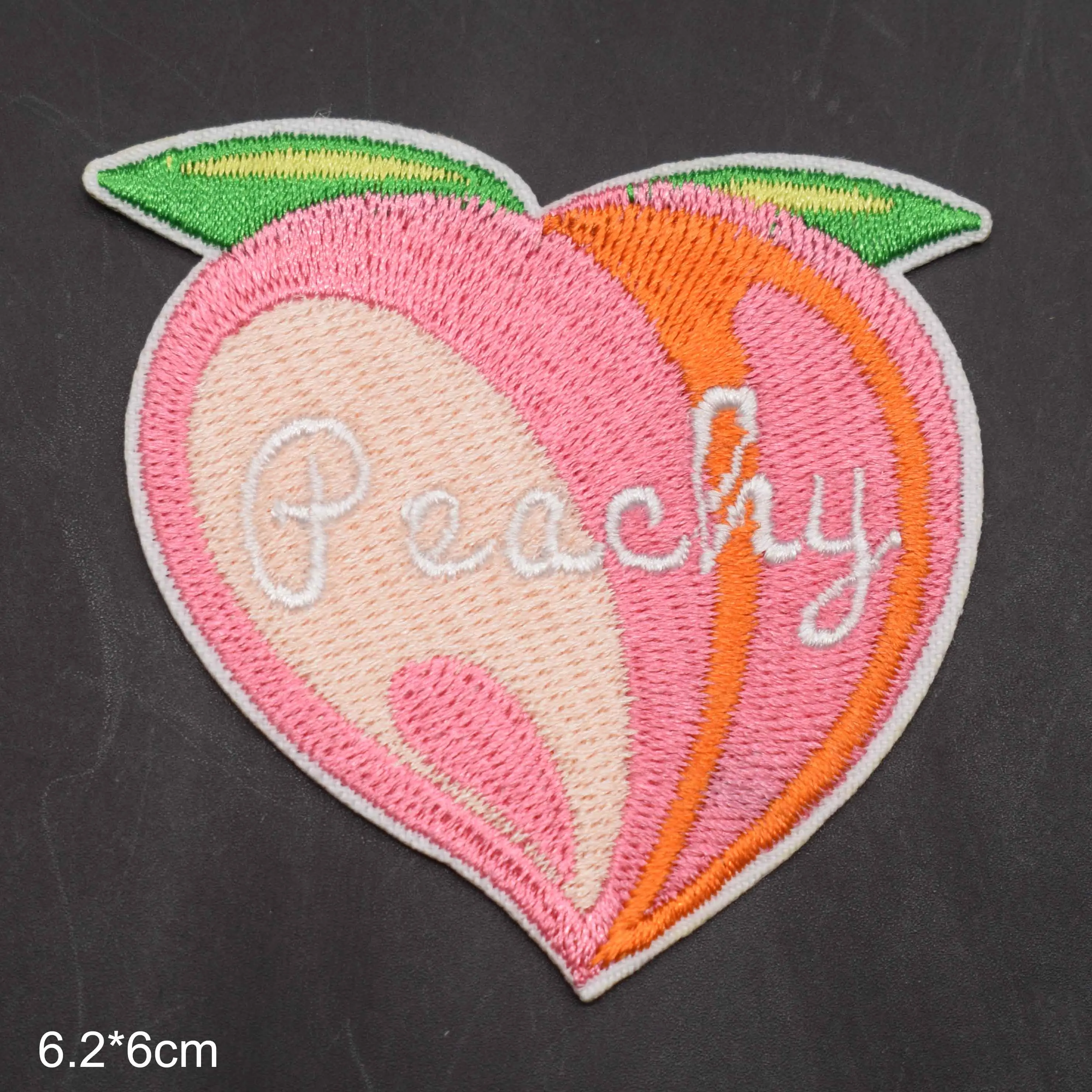 Pink Peachy Fruit Iron On Embroidered Clothes Patches For Girl WomenClothing Stickers Garment Wholesale
