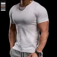 Vêtements d'entraînement de Fitness pour hommes, T-shirt de sport serré à manches courtes, respirant, haute élasticité, pour course à pied 3