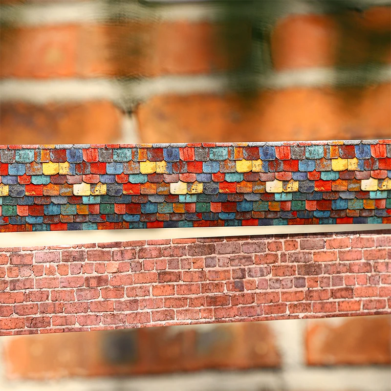 6-style 40mm * 200cm/roll Natural Traces Series Brick Wall Texture Landscape Washi Tape Decorative Stickers DIY Scrapbook 5