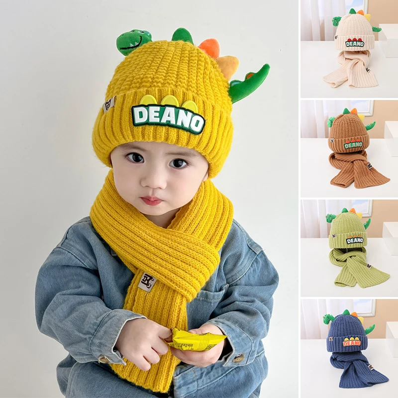Set Cappello E Sciarpa Bambini Invernale - Cappello Dinosauro Con Pile Per Bambini E Bambine - Foto 5