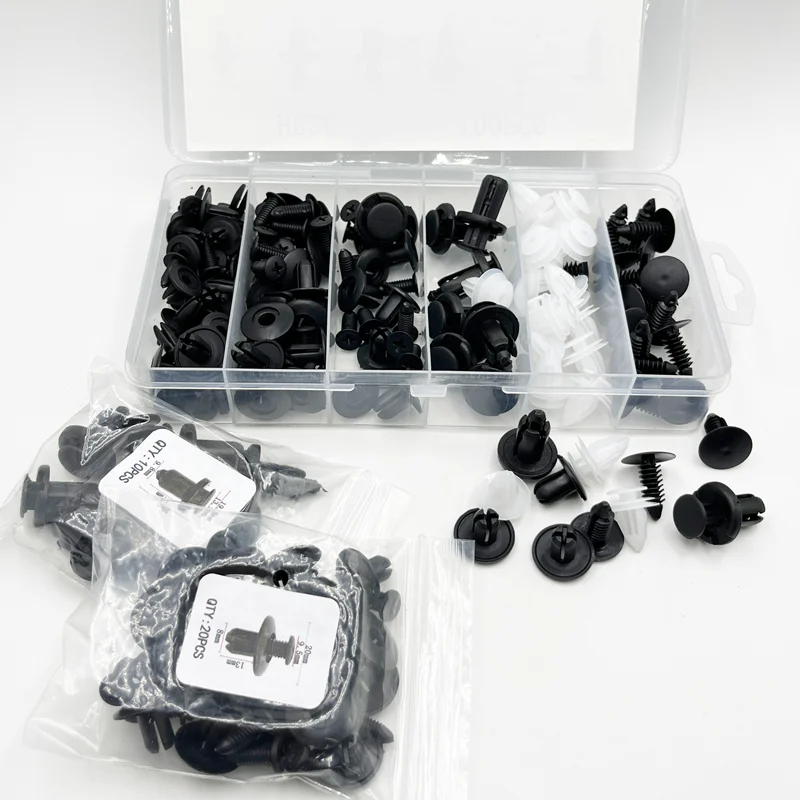 Car Fastener Clip 100pcs Auto Fastener Clip Car Fender Push Retainer Pin Rivet Bumper for Door Trim Panel Retainer Set for auto fastener clips