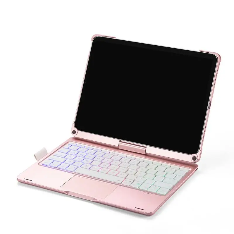 Wireless Tablet Keyboard 360-Degree Rotating Keyboard With Backlit Rainbow Light Keypad Protective Tablet