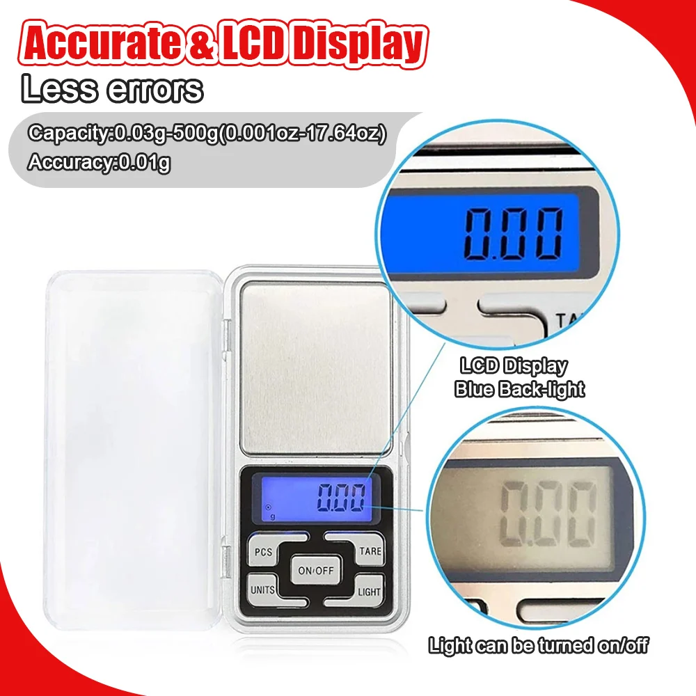 Mini Electronic Scales High Precision 500gx0.1g Pocket Digital Scale for Gold Sterling Jewelry Balance Gram For Kitchen Scale