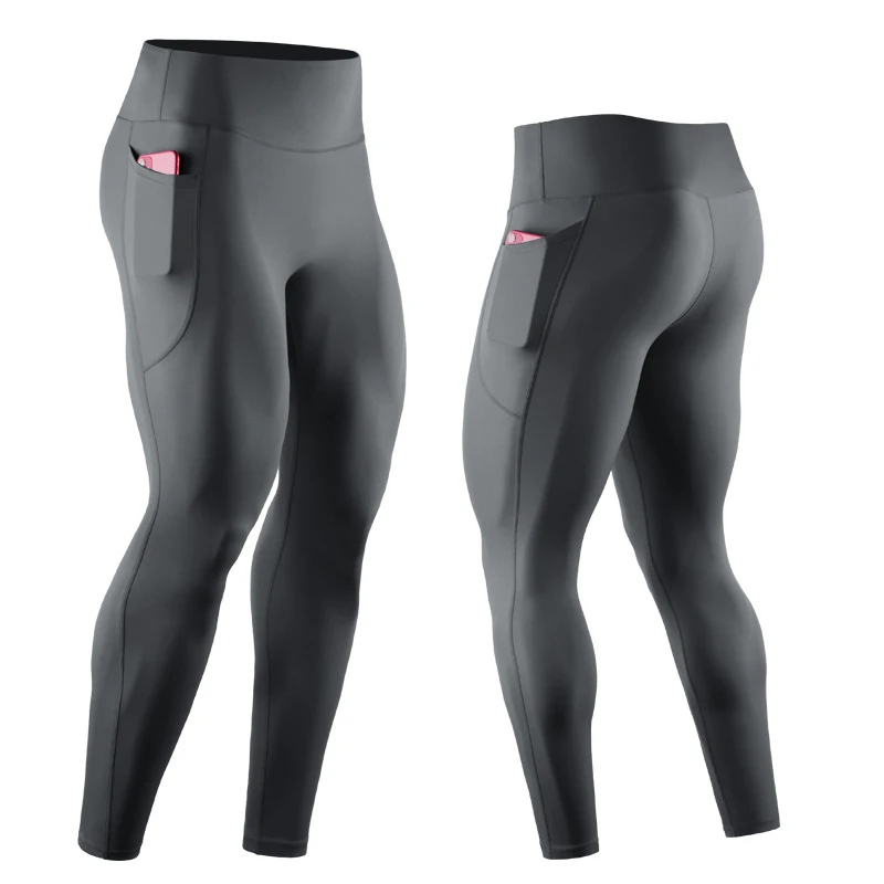 Sport Leggings Men's High Waist Sweatpants Fitness Trousers with Pocket Compression Clothing Running Tights Male Seamless Pants sports leggings men sports pants
