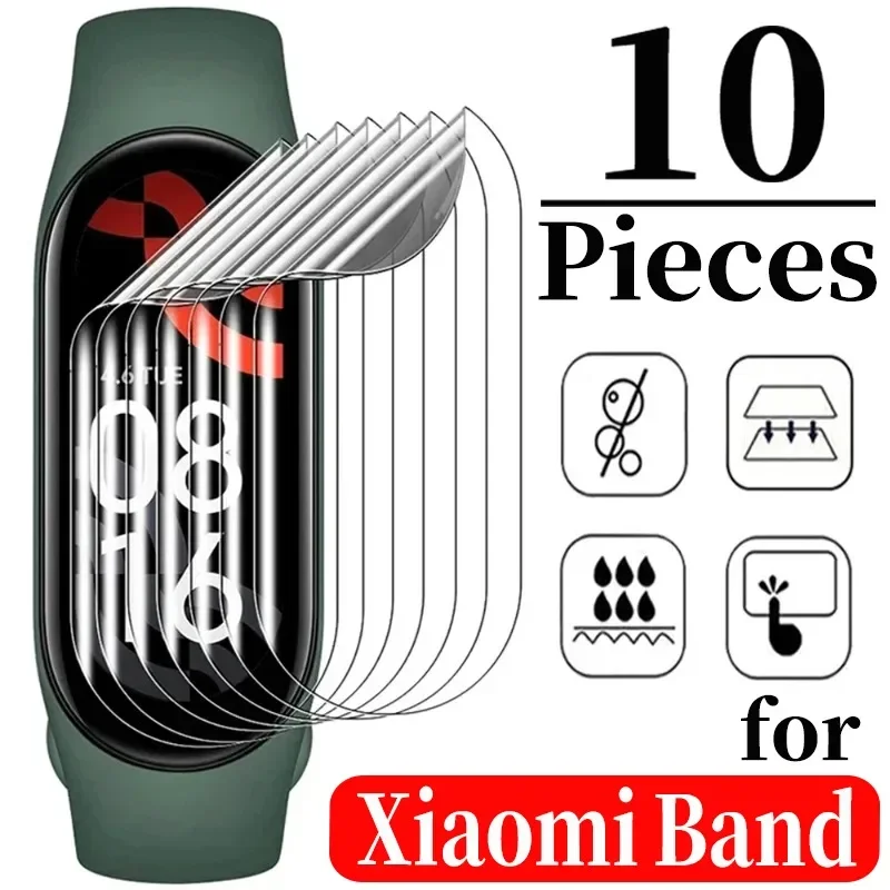 5/10PCS Hydrogel Film for Xiaomi Band 9 Soft TPU Full Coverage Screen Protector HD Clear Anti-scratch Films for Xiaomi Band 9
