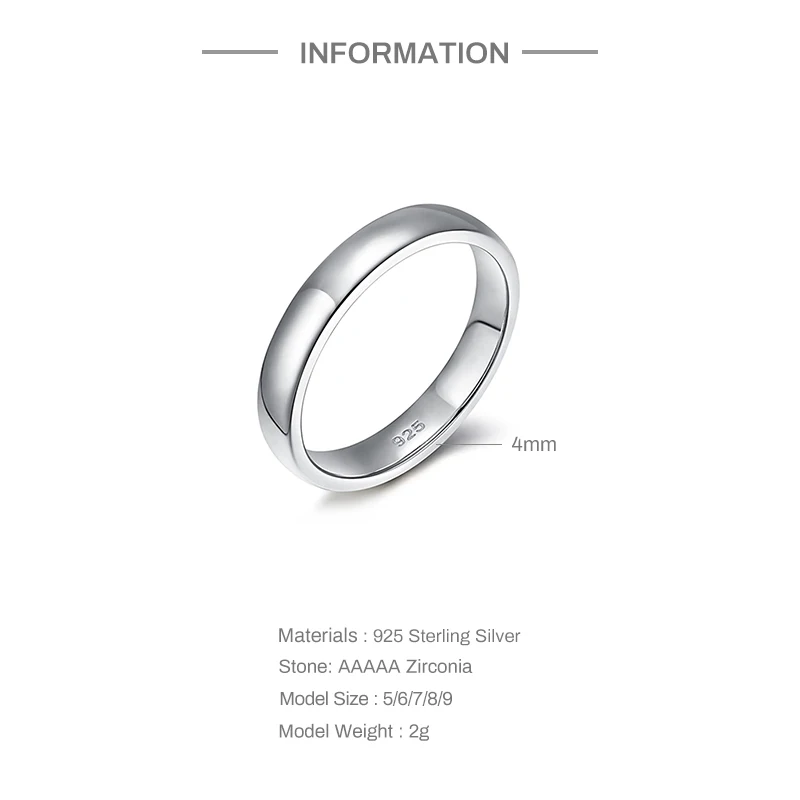 925 Sterling Silver Wedding Ring Men's Comfort Fit Size 5-9