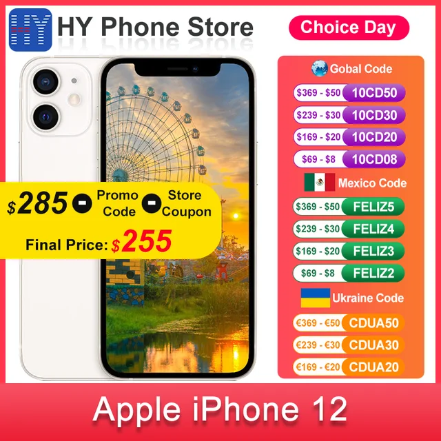 Apple iPhone 12 64GB/128GB ROM Unlocked 6.1" 2532 x 1170 OLED Screen A14 Bionic Chip 12MP Camera With Face ID