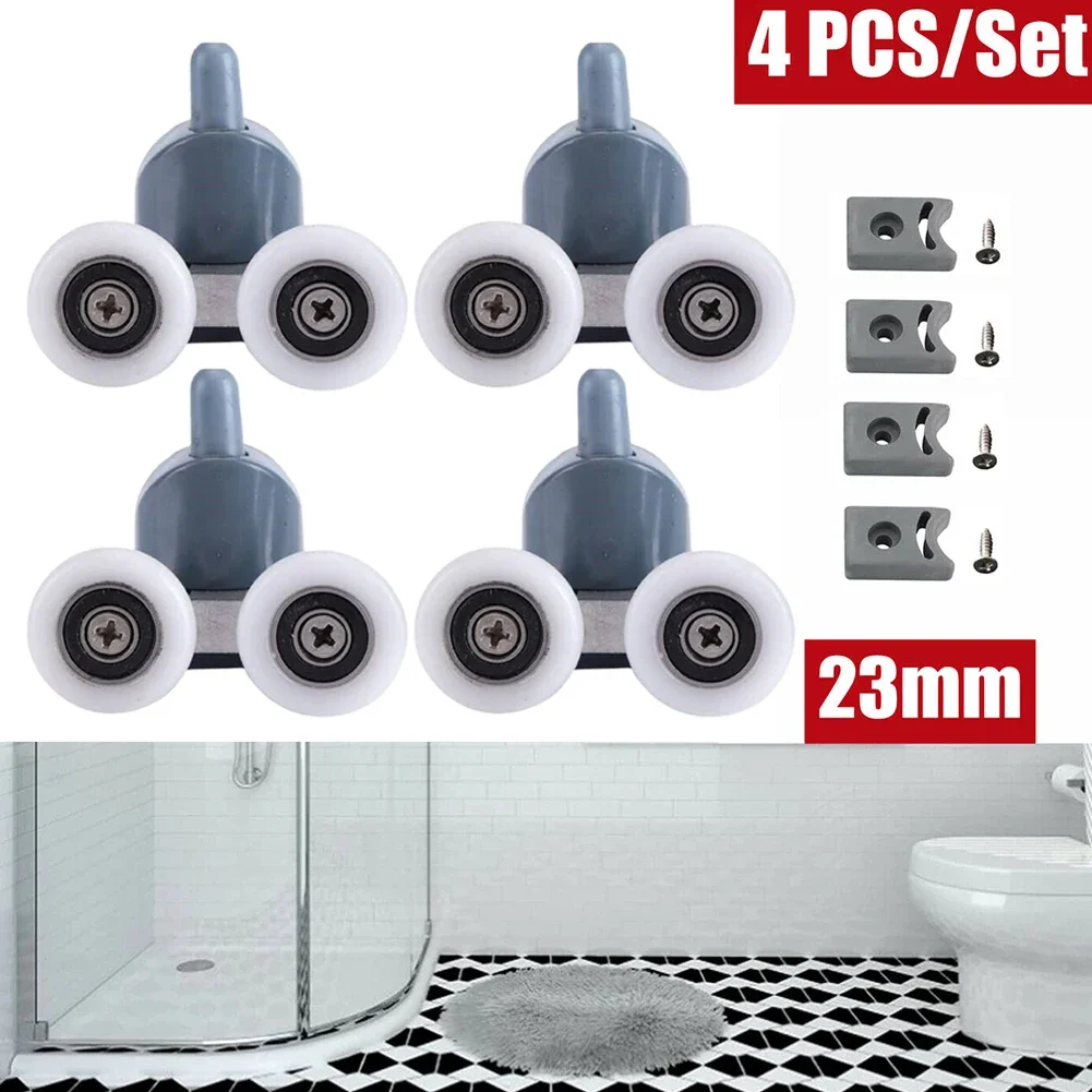 4pcs 19/23/25/27mm Shower Door Top Bottom Rollers Cabins Pulley Sliding Glass Door Roller Runners Wheels Pulleys Diameter