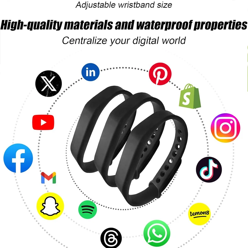 Adjustable Waterproof Silicone NFC NTAG215 RFID Wrist Band Bracelet Wristband 5