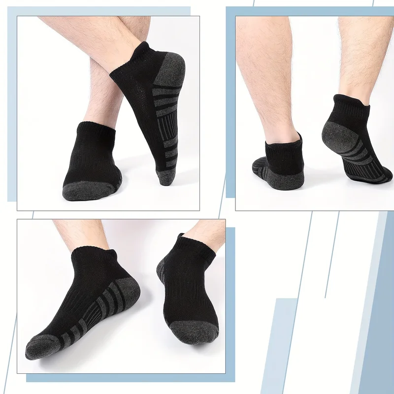 12 Pairs Men's Mesh Breathable Sports Ear Lifting Socks All Season Solid Color Low Cut Casual Mens Short Tube Socks