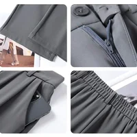 Women Fashion Suit Pants Lady Breathable Baggy High Waist Wide Leg Summer Trousers Lady Straight Leg Black Coffee Classic Pants - Image 5