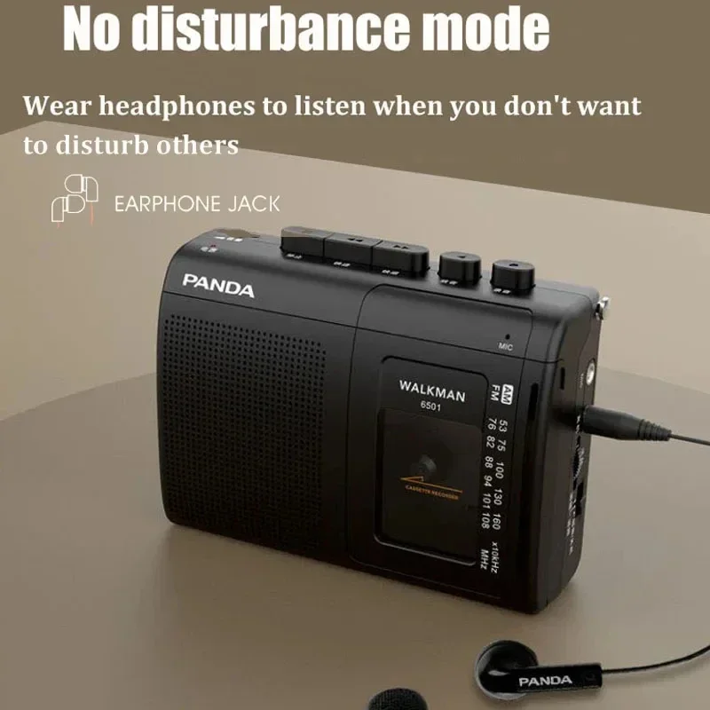 New Retro Cassette, Music Player Mini Tape Cassette Recorder Portable Tape AM/FM Radio Player Walkman Support 3.5mm Headphone