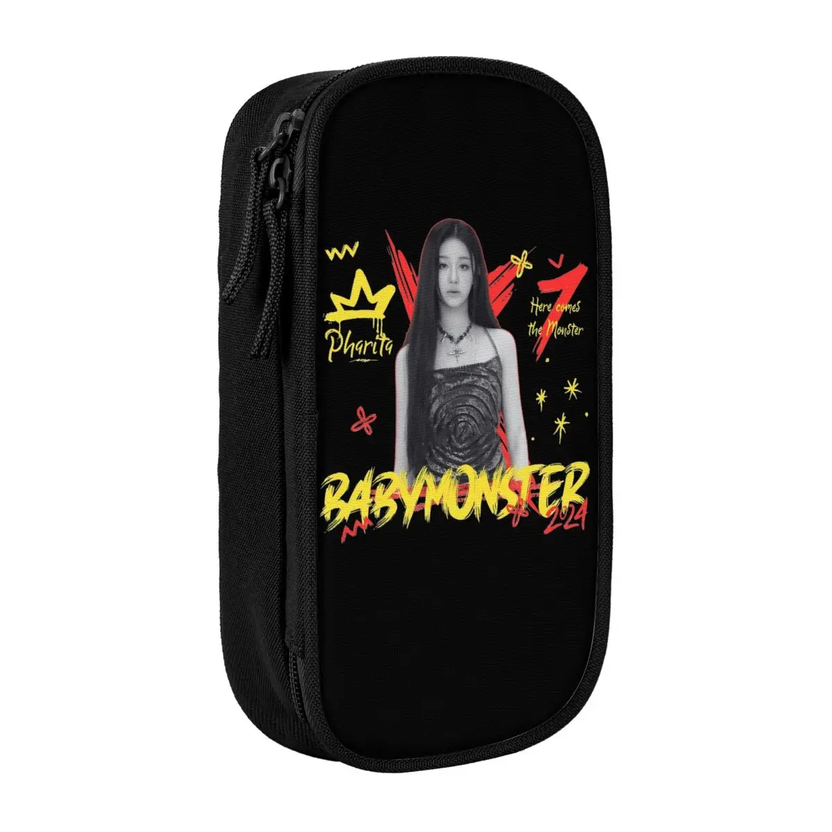 Babymonster-大型ミュージックペンシルケース、kpopペンバッグ、学生用