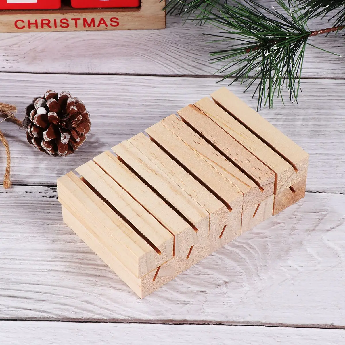 20Pcs Wooden Photo Stand Picture Frame Postcard Holder Wood Sign Holder Wood Stand for Display School Party Decor