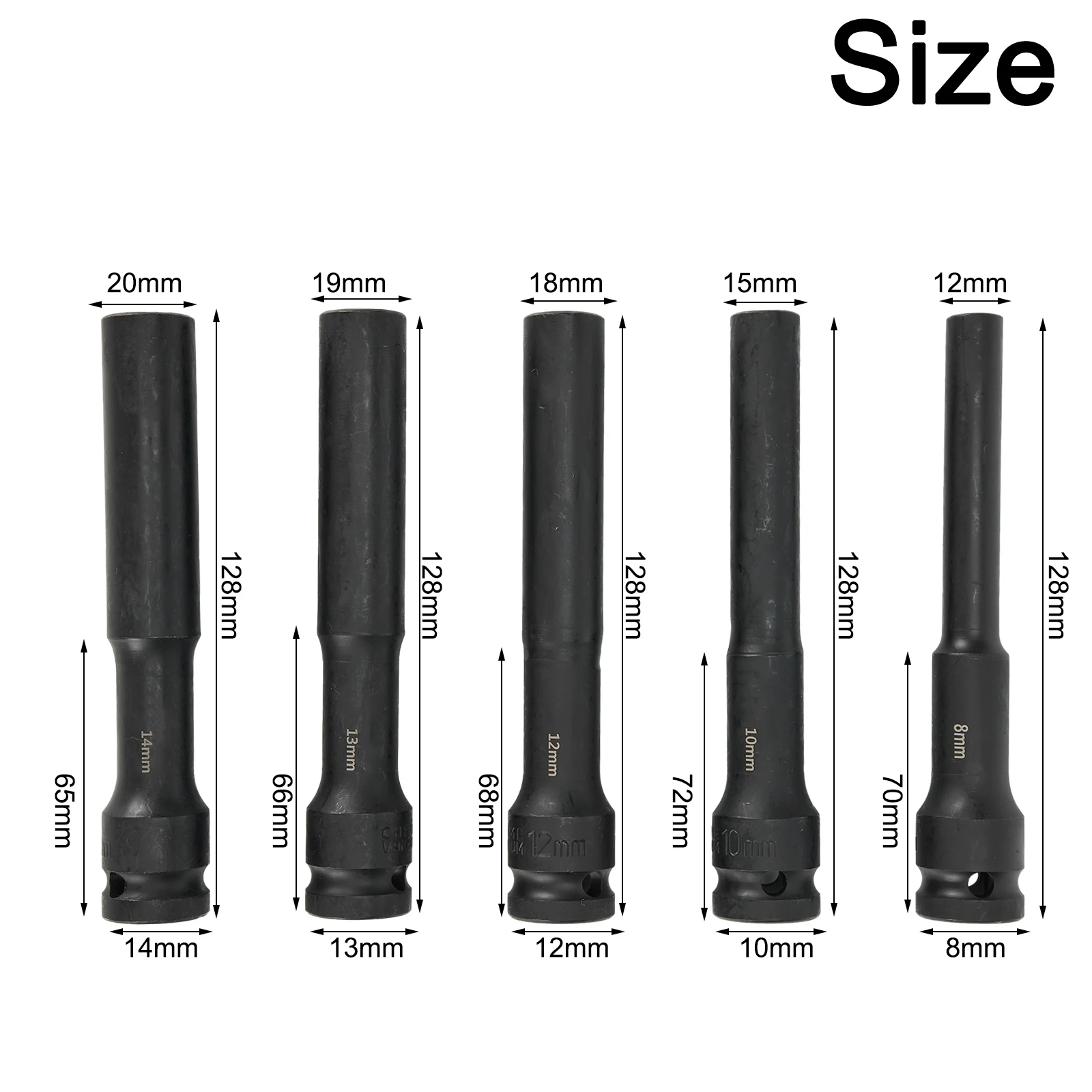 

4pcs 1/2 Drive Socket Impact Wrench Hex Socket Head Adapter Spanner Converter 8-13mm For-AC-Electric-Wrench-Lithium-Wrench