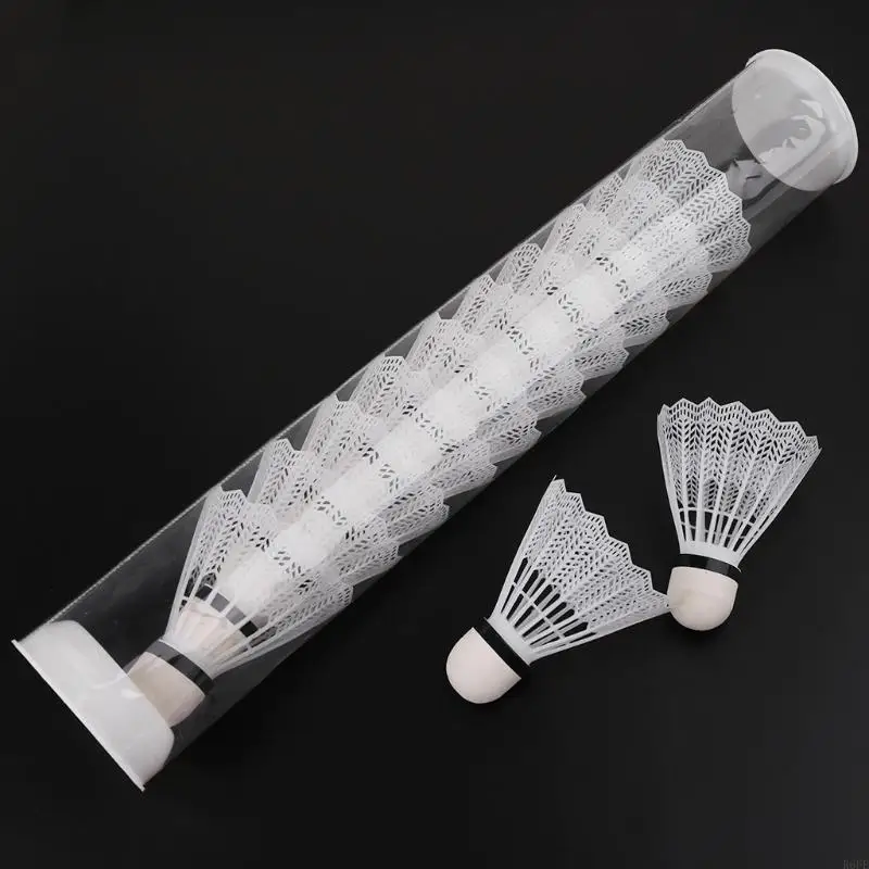 R6FE 12Pcs White Badminton Plastic Shuttlecocks Indoor Outdoor Gym Sports Accessories