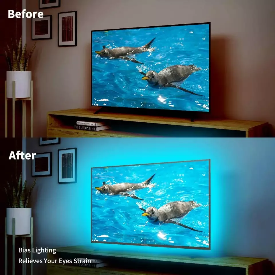 스마트 RGB LED TV 스트립 조명, USB SMD5050, 30LED/m, 와이파이, 음성, 앱, 리모컨 앰비언트 라이트 바, 침실 게임룸 장식 램프