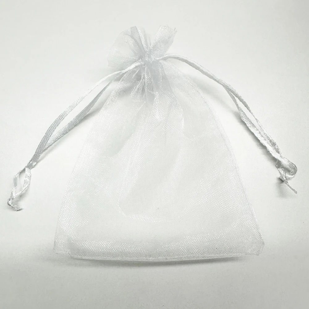 100/50/30pcs White Organza Bags Jewelry Packaging Wedding Party Gift Bags Drawstring Candy Pouches Christmas Small Bag Storage