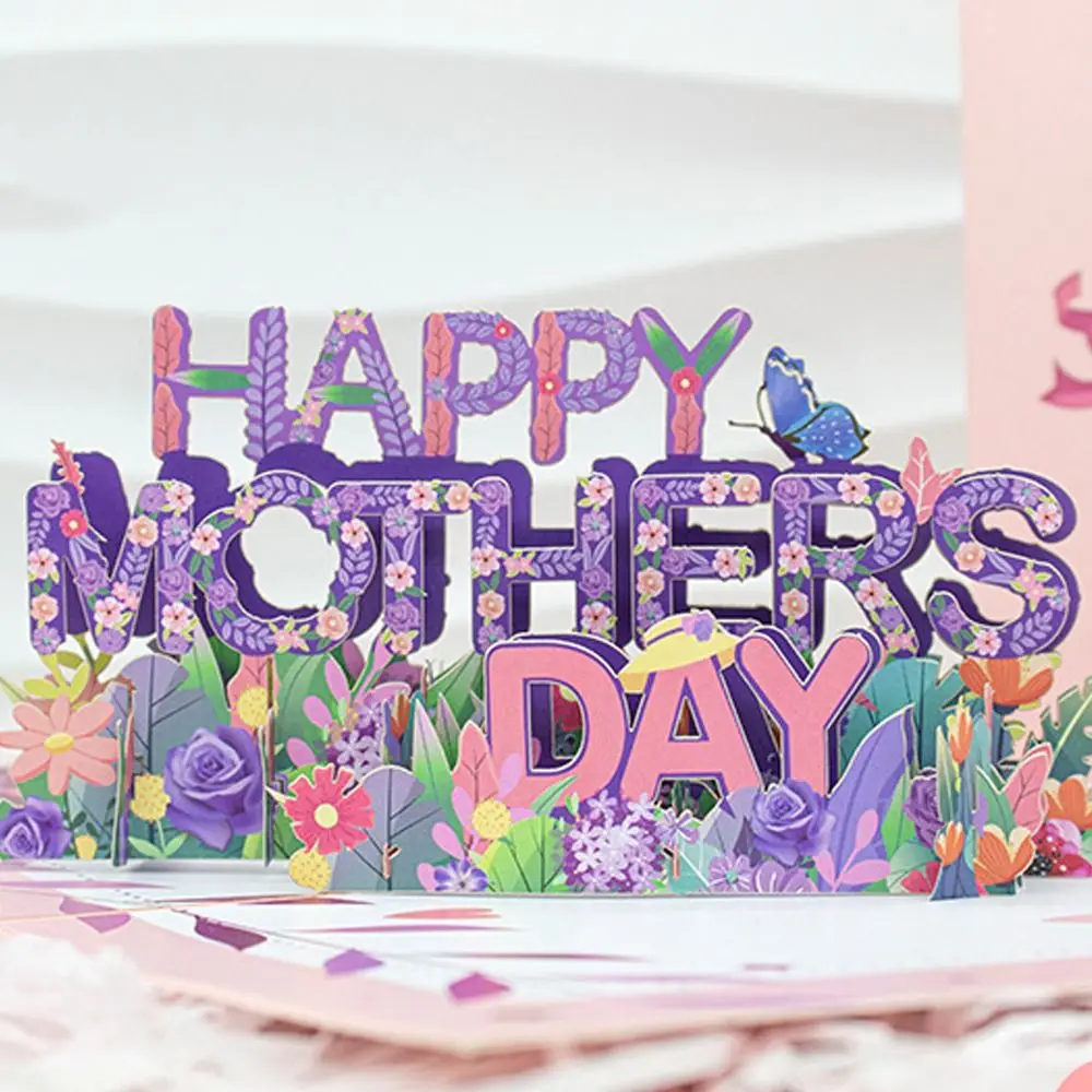 3D Pop UP Flower Greeting Cards Folding with Envelope Mother's Day Greeting Card Blessing Handmade Thank You Card For Mom Gift