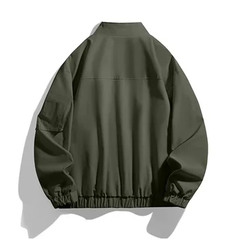 سترة عمال رفيعة بياقة واقفة لعام 2025 للرجال جديدة لربيع وخريف الرجال معطف بلون سادة وسحاب موضة سترات منفوخة مضادة للرياح للرجال 2
